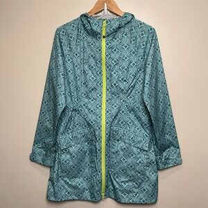 PrAna Portia Rain Jacket Taped Seams Waterproof Lightweight Full Zip Long Coat M